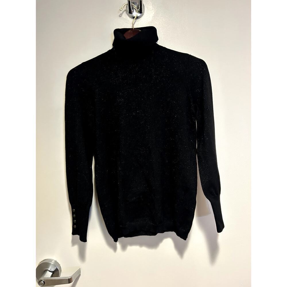 Chico's Lurex Black Shimmer Turtleneck Size 0 - Picture 5 of 12